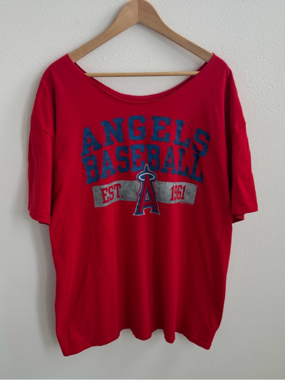 Los Angeles Angels Baseball Off the Shoulder Graphic Tee